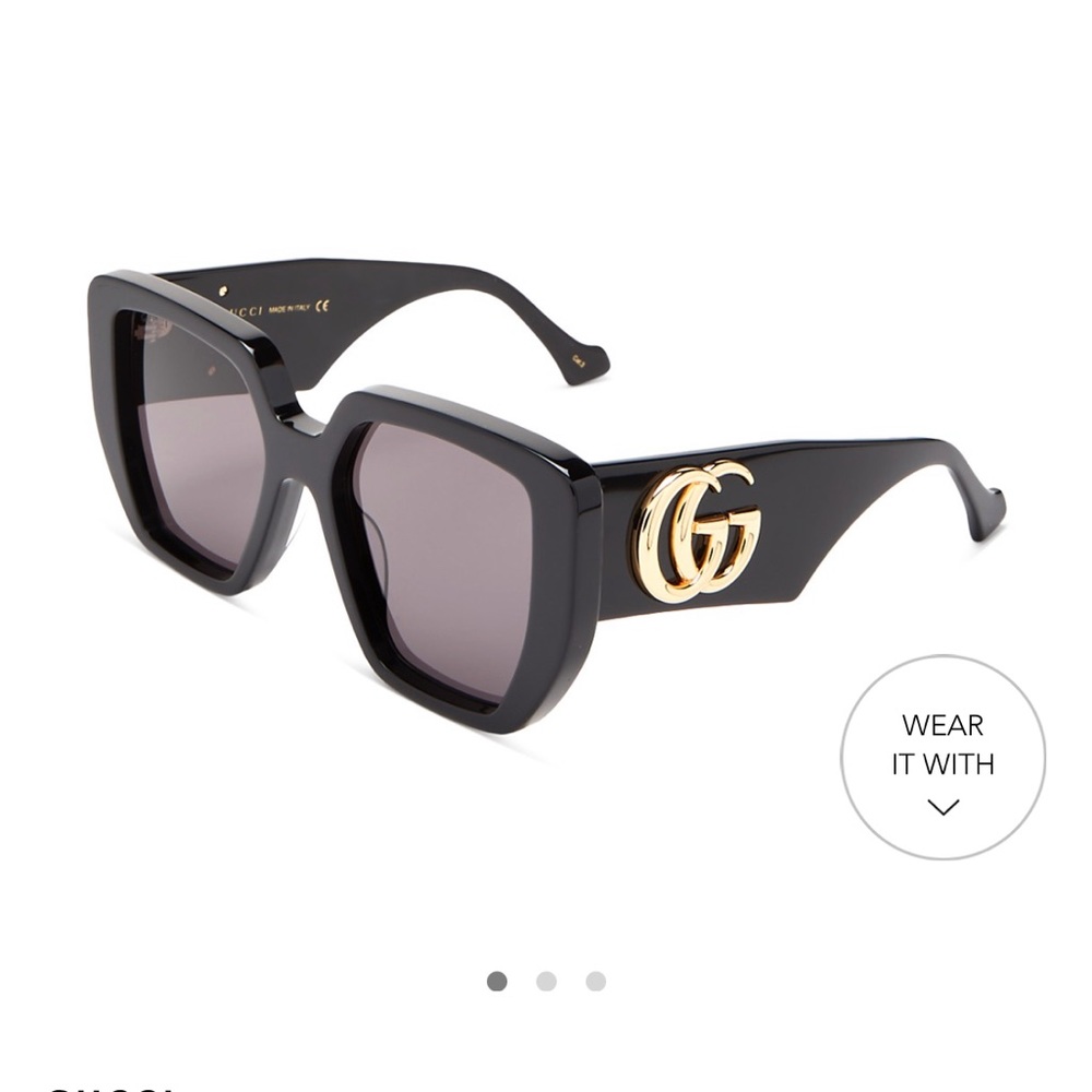 Gucci Sunglasses - 54MM black with gold double Gs on each side